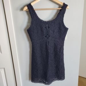 Free People Black Scoop Neck Lace Crochet Mini Dress Size small